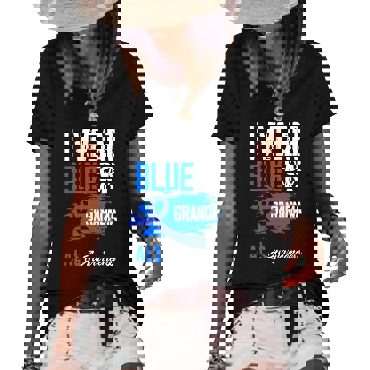 I Wear Blue For My Grandma Support Als Awareness Women's Short Sleeve Loose T-shirt