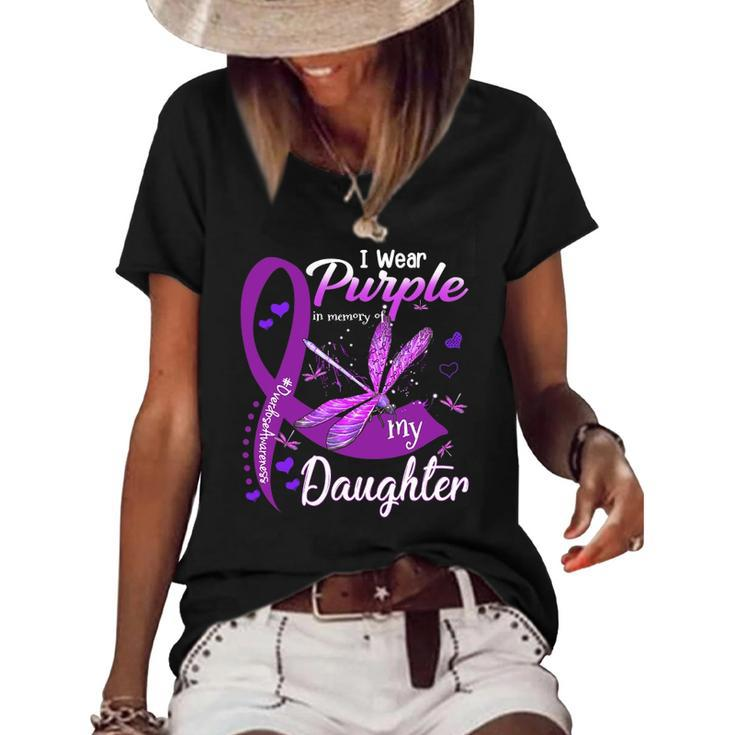 I Wear Purple In Memory For My Daughter Overdose Awareness Women's Short Sleeve Loose T-shirt