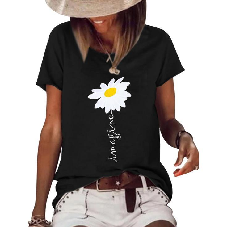 Imagine Daisy Flower Gardening Nature Love Women's Short Sleeve Loose T-shirt