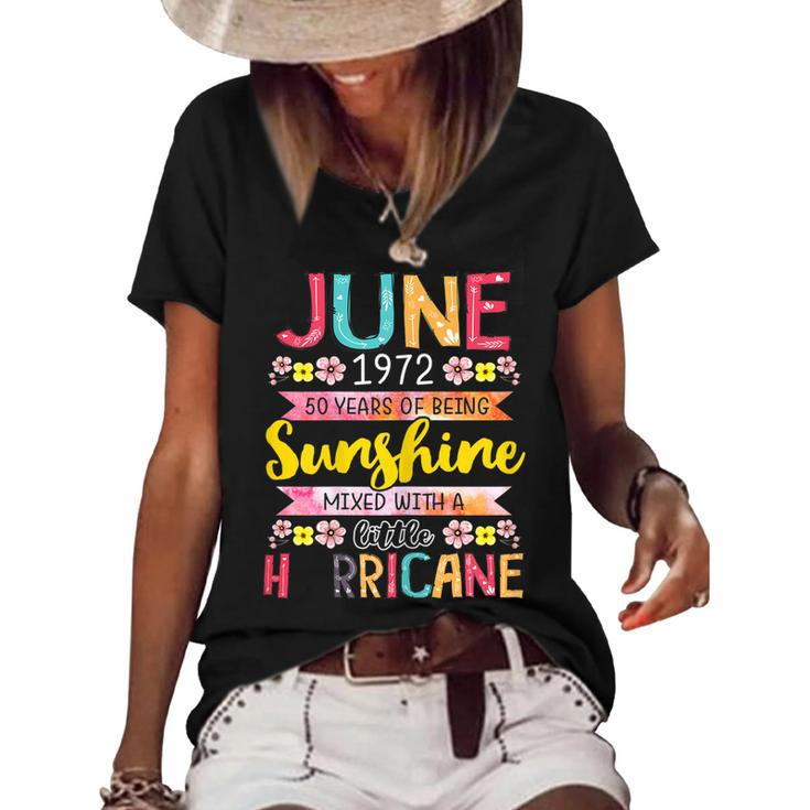 June Girl 1972 50 Birthday 50 Year Awesome Since 1972  Women's Short Sleeve Loose T-shirt