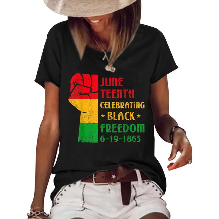 Junenth Celebrate Black Freedom 1865 June 19Th Men Women  Women's Short Sleeve Loose T-shirt