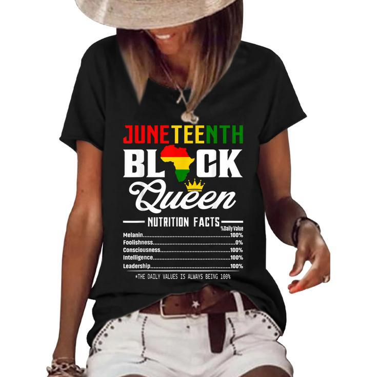 Junenth Womens Black Queen Nutritional Facts 4Th Of July  Women's Short Sleeve Loose T-shirt