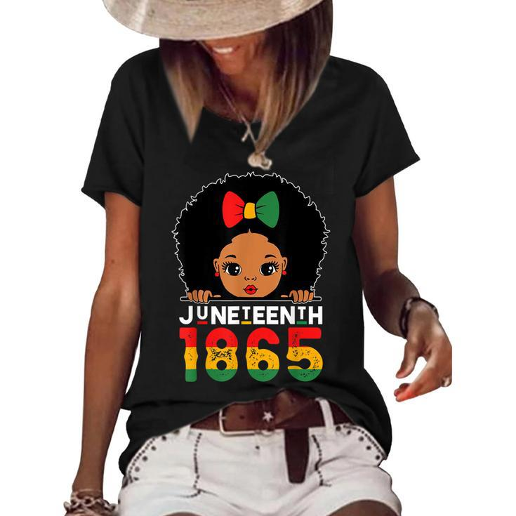 Juneteenth 1865 Celebrating Black Freedom Day Girls Kids   Women's Short Sleeve Loose T-shirt