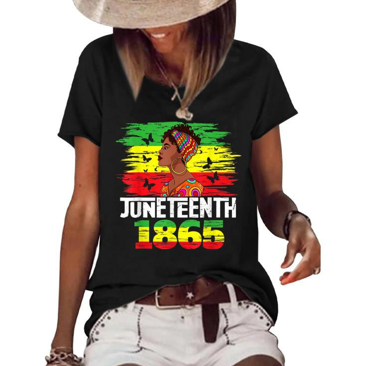 Juneteenth 1865 Independence Day Black Pride Black Women   Women's Short Sleeve Loose T-shirt