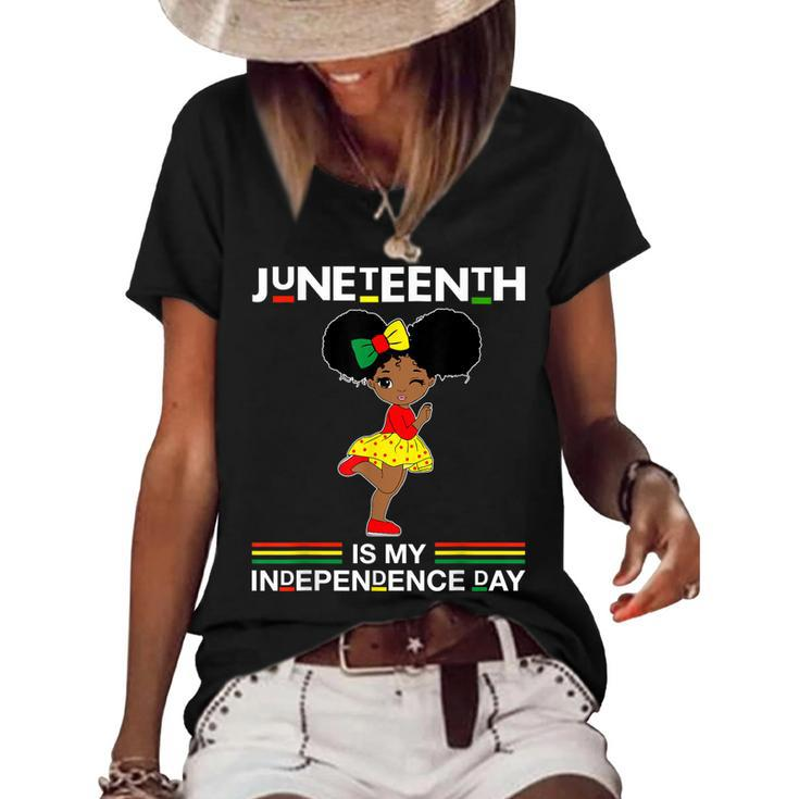 Juneteenth Is My Independence Day Black Girl Black Queen   Women's Short Sleeve Loose T-shirt