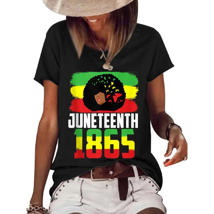 Juneteenth Is My Independence Day Black Women Black Pride   Women's Short Sleeve Loose T-shirt