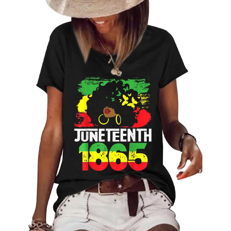 Juneteenth Is My Independence Day Black Women Freedom 1865   Women's Short Sleeve Loose T-shirt