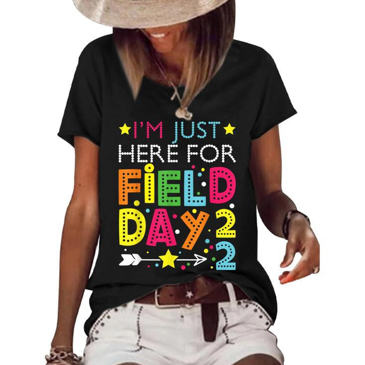 Just Here For Field Day 2022 Teacher Kids Summer  Women's Short Sleeve Loose T-shirt