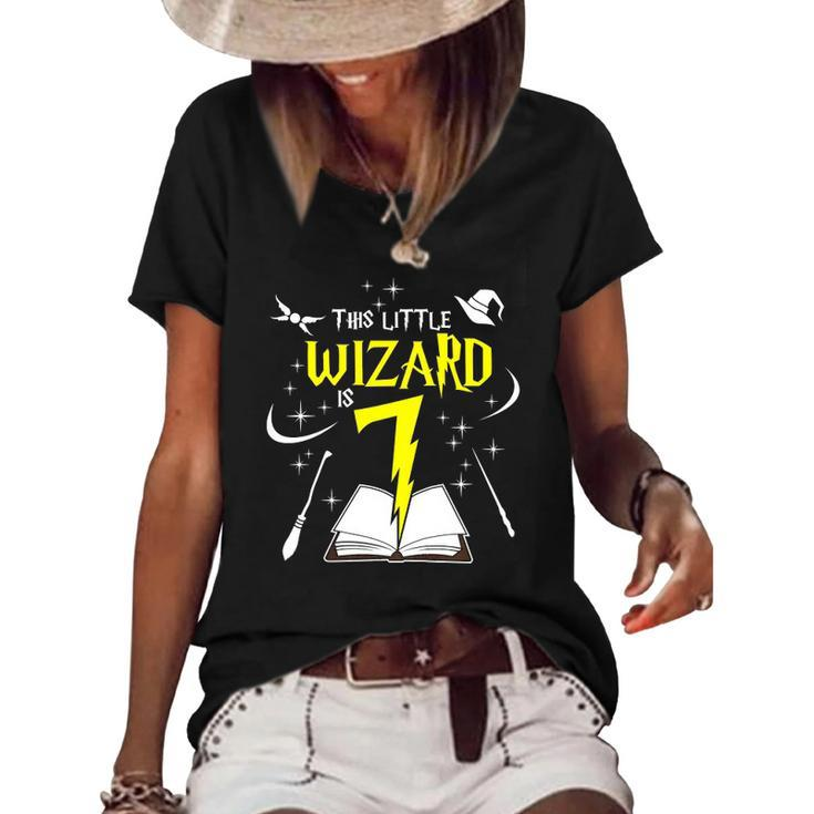 Kids 7Th Birthday Girls Wizard Magic 7 Years Old Women's Short Sleeve Loose T-shirt