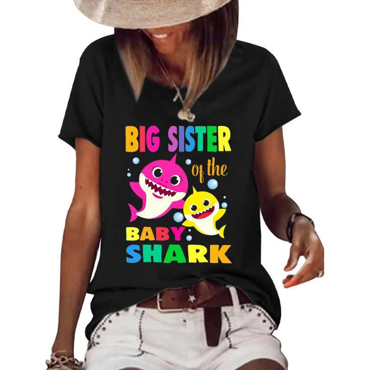 Kids Big Sister Of The Birthday Shark Mom Matching Family Women's Short Sleeve Loose T-shirt