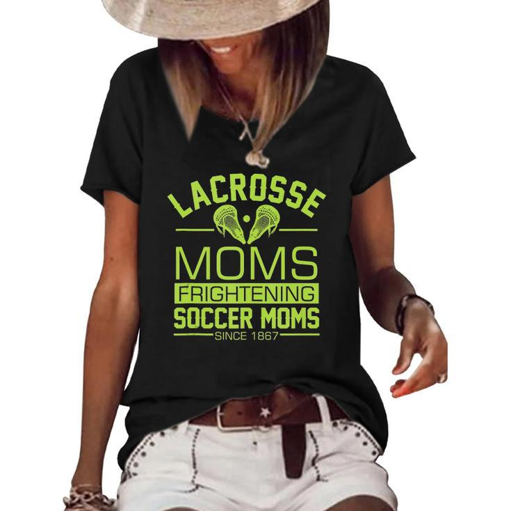 Lacrosse Moms Frightening Soccer Moms Lax Boys Girls Team Women's Short Sleeve Loose T-shirt