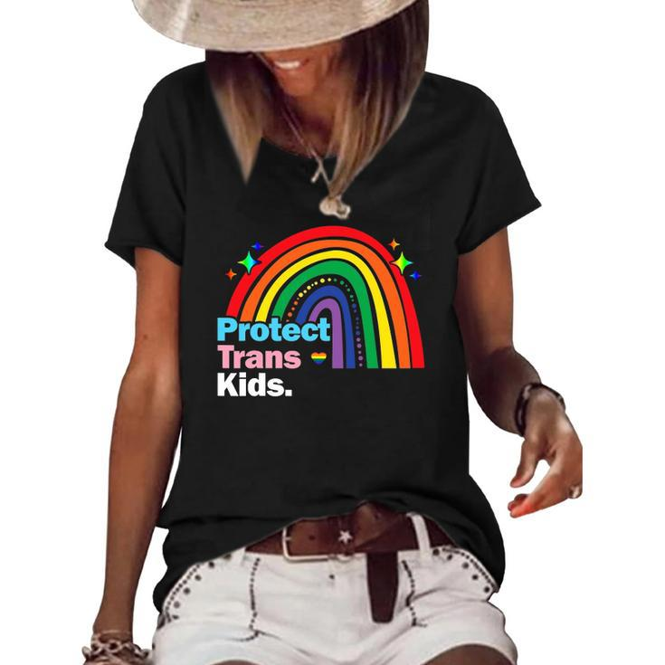 Lgbt Support Protect Trans Kid Pride Lgbt Rainbow Women's Short Sleeve Loose T-shirt