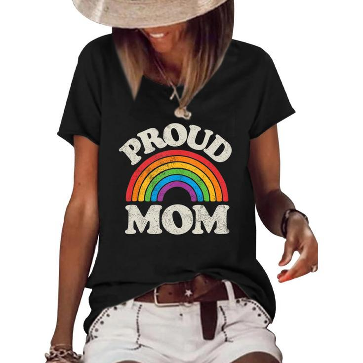 Lgbtq Proud Mom Gay Pride Lgbt Ally Rainbow Mothers Day  Women's Short Sleeve Loose T-shirt