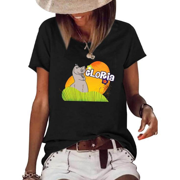 Madagascar Gloria Grass And Flowers Poster Women's Short Sleeve Loose T-shirt
