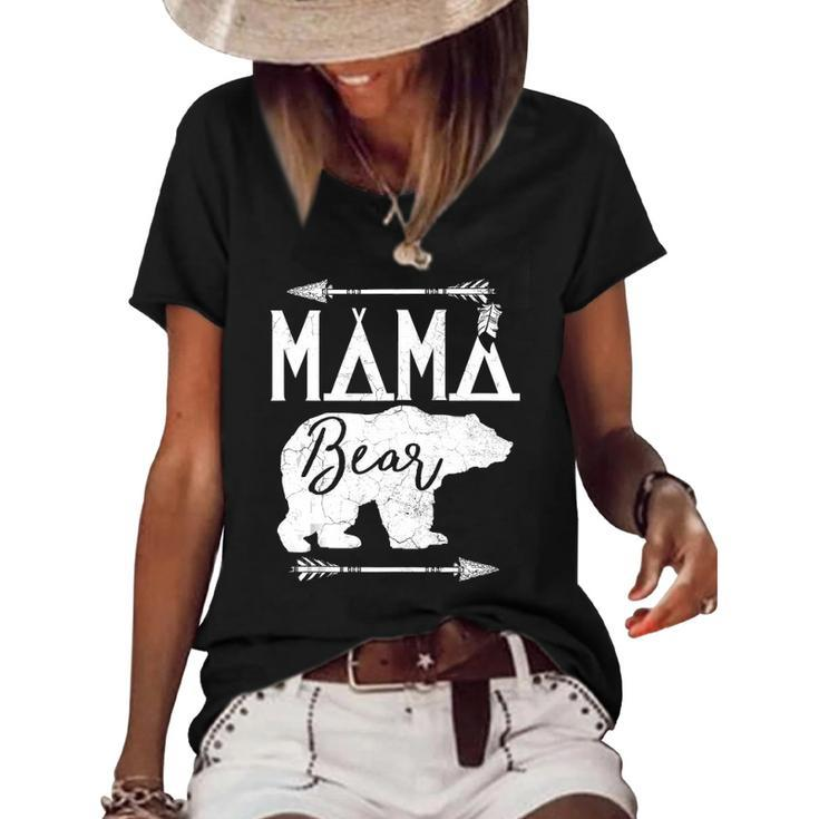 Mama Bear Mothers Day Gift For Wife Mommy Matching Funny Women's Short Sleeve Loose T-shirt