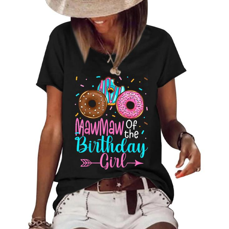 Mawmaw Of The Birthday Girl Donut Party Family Matching  Women's Short Sleeve Loose T-shirt