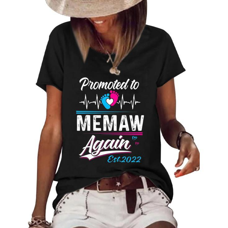 Memaw Gift Promoted To Memaw Again Est 2022 Grandma Women's Short Sleeve Loose T-shirt