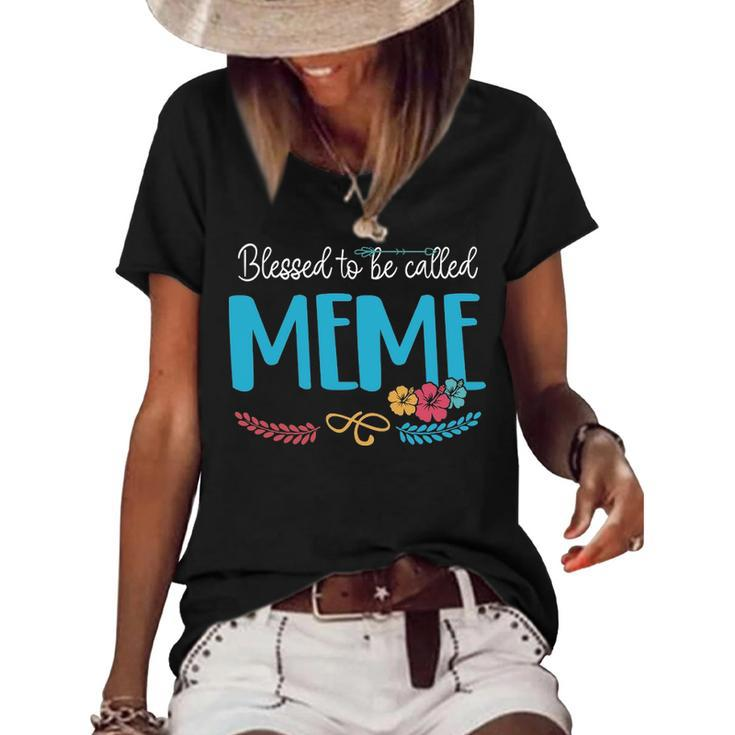 Meme Grandma Gift   Blessed To Be Called Meme Women's Short Sleeve Loose T-shirt