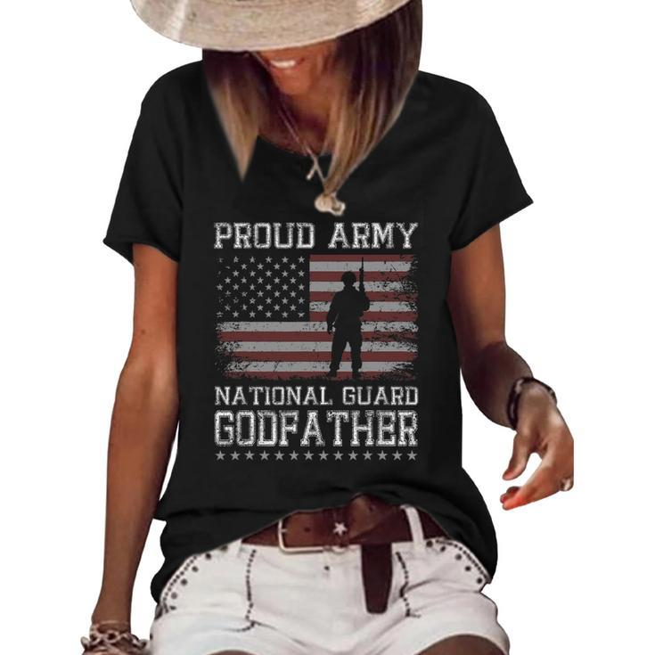 Mens Proud Army National Guard Godfather  US Military Gift Women's Short Sleeve Loose T-shirt