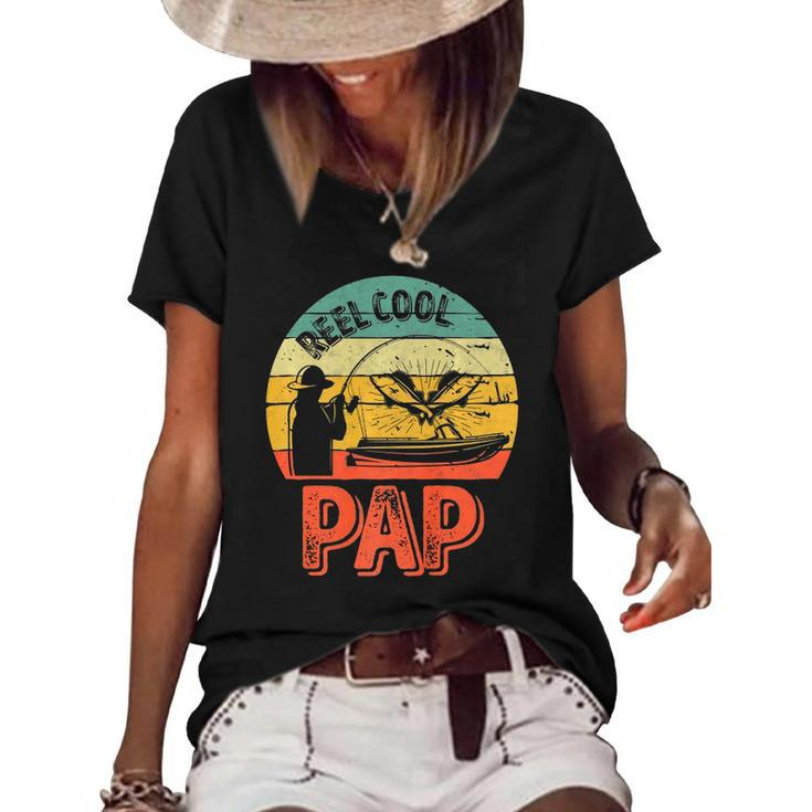 Mens Reel Cool Pap  Fisherman Christmas Fathers Day  Women's Short Sleeve Loose T-shirt
