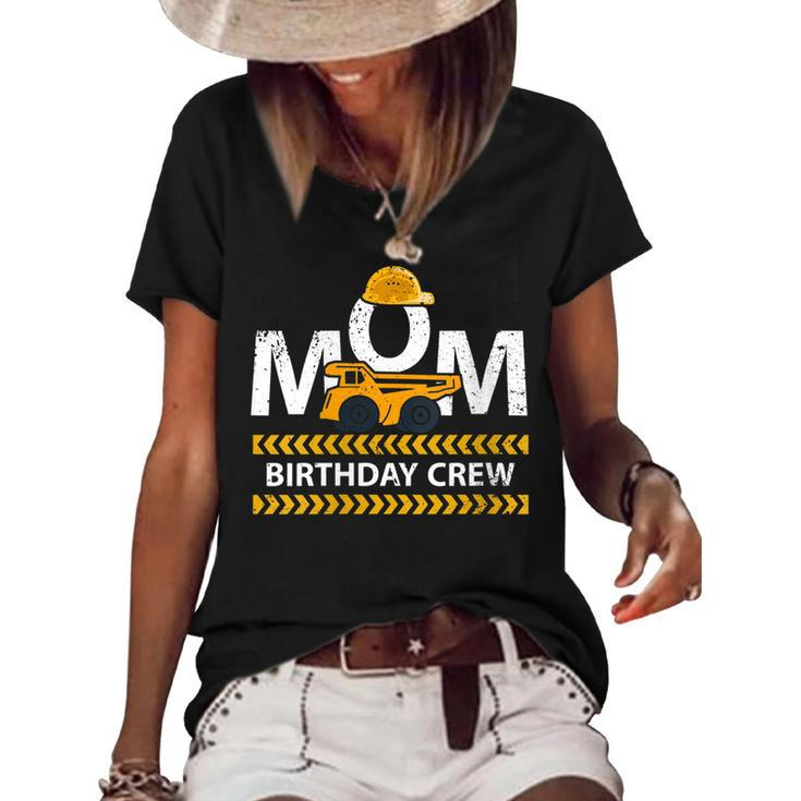 Mom Birthday Crew Construction Birthday Party Supplies   Women's Short Sleeve Loose T-shirt