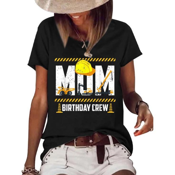 Mom Birthday Crew Construction Birthday Party Supplies   Women's Short Sleeve Loose T-shirt