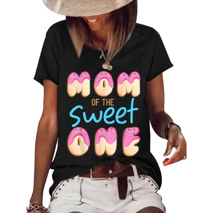Mom Of Sweet One First Birthday Party Matching Family Donut  Women's Short Sleeve Loose T-shirt