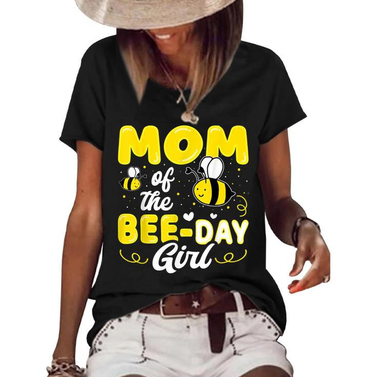 Mom Of The Bee Day Girl Hive Party Matching Birthday Sweet  Women's Short Sleeve Loose T-shirt