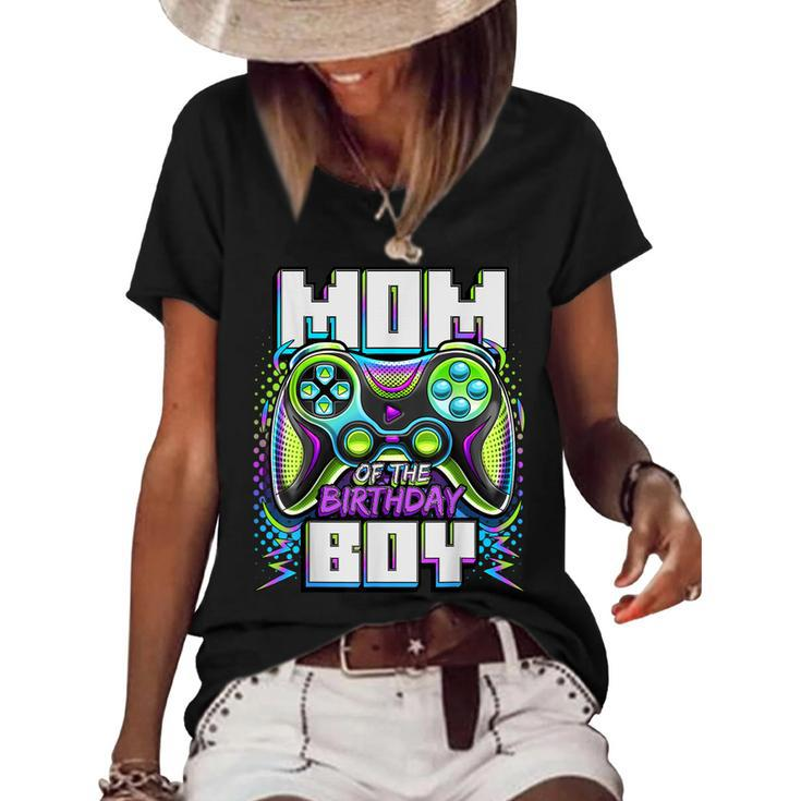 Mom Of The Birthday Boy Matching Video Game Birthday Party  Women's Short Sleeve Loose T-shirt