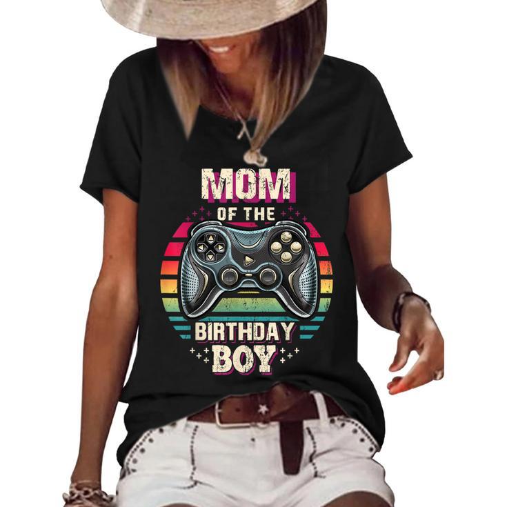 Mom Of The Birthday Boy Matching Video Game Birthday Party Women's Short Sleeve Loose T-shirt