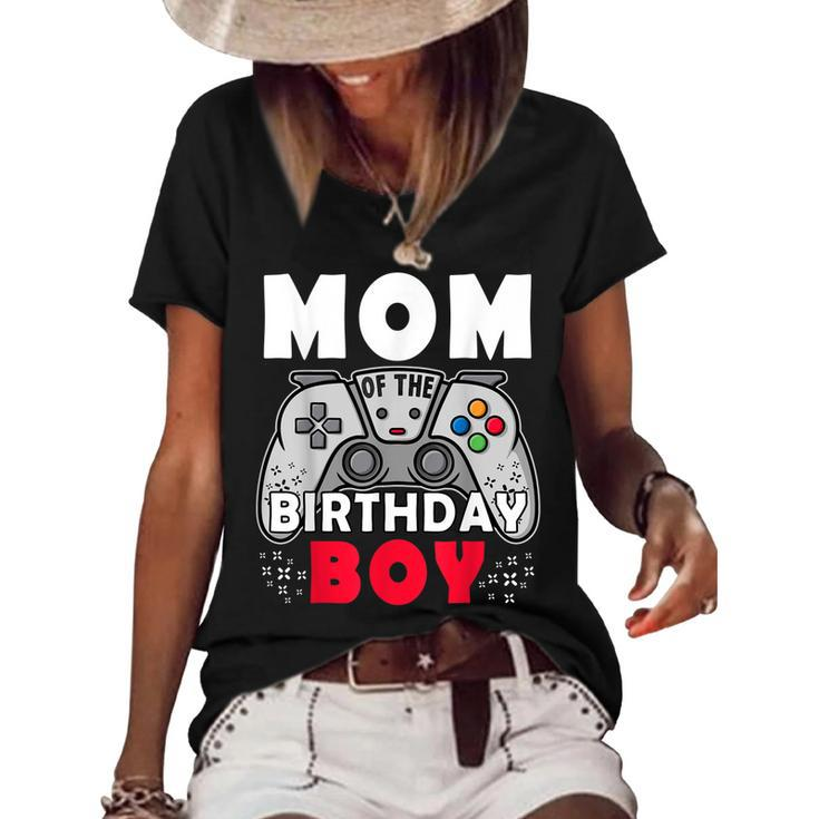 Mom Of The Birthday Boy Time To Level Up Video Game Birthday  Women's Short Sleeve Loose T-shirt