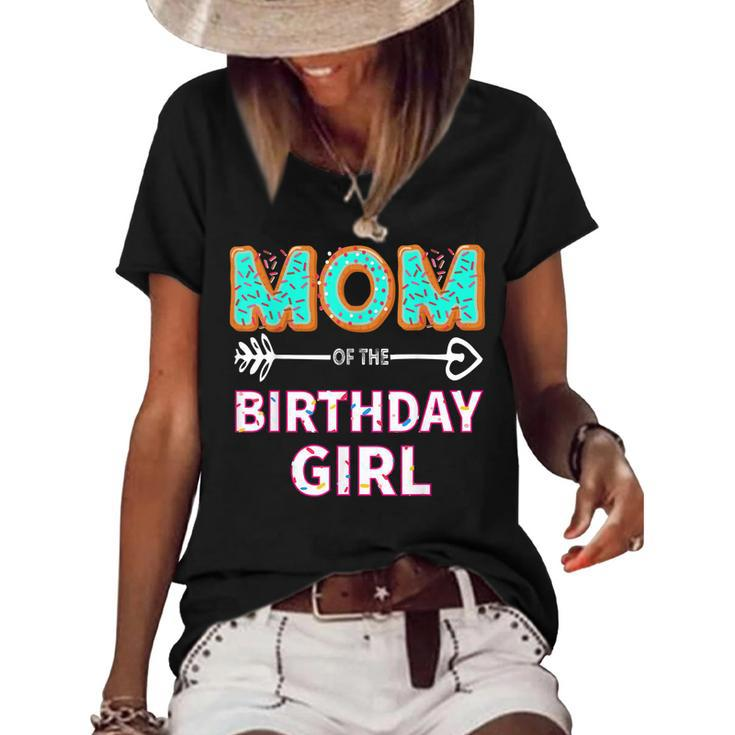 Mom Of The Birthday Girl Family Donut Party Birthday  Women's Short Sleeve Loose T-shirt