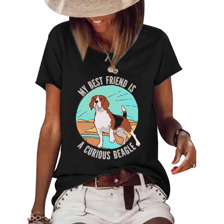 My Best Friend Is A Curious Beagle Gift For Women Men Kids Women's Short Sleeve Loose T-shirt
