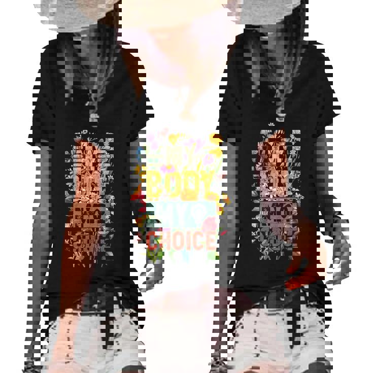 My Body My Choice Feminist Womens Flower Funny Feminist Women's Short Sleeve Loose T-shirt