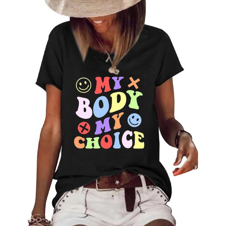 My Body My Choice Pro Choice Womens Rights Retro Feminist Women's Short Sleeve Loose T-shirt