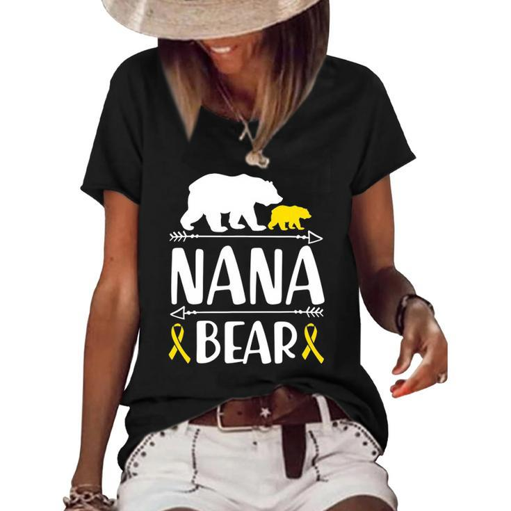 Nana Bear Childhood Cancer Awareness Grandma Of A Warrior Women's Short Sleeve Loose T-shirt