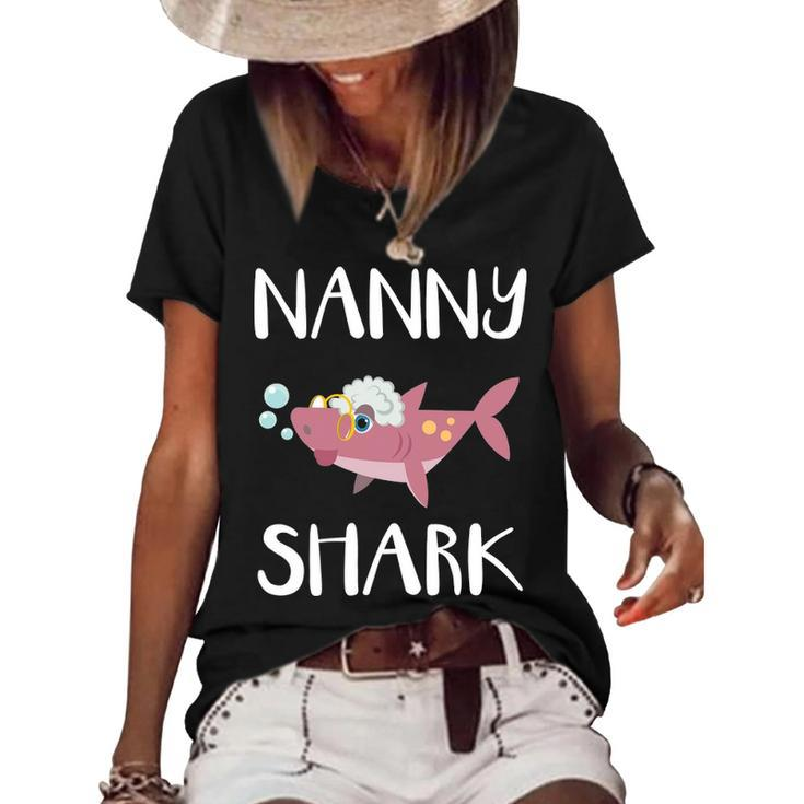 Nanny Grandma Gift   Nanny Shark V2 Women's Short Sleeve Loose T-shirt