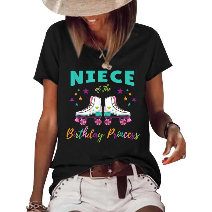Niece Of The Birthday Princess Roller Skating  Women's Short Sleeve Loose T-shirt