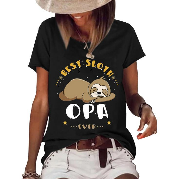 Opa Grandpa Gift   Best Sloth Opa Ever Women's Short Sleeve Loose T-shirt