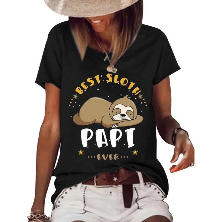 Papi Grandpa Gift   Best Sloth Papi Ever Women's Short Sleeve Loose T-shirt