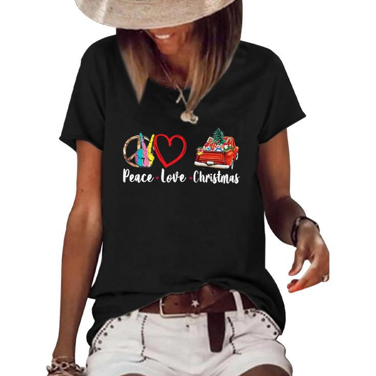Peace Love Christmas Sublimation Peace Symbol Women's Short Sleeve Loose T-shirt