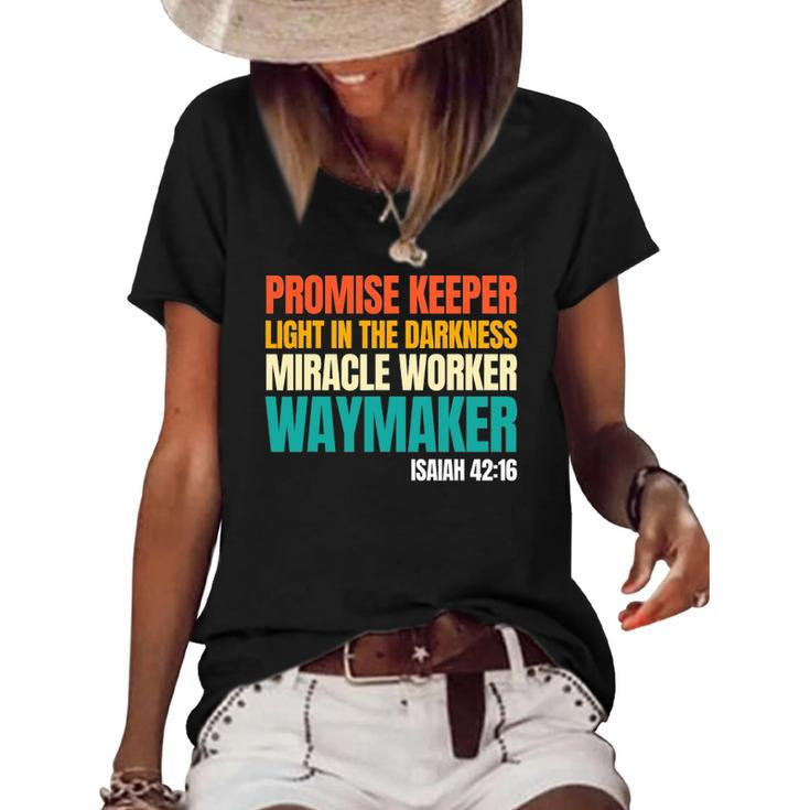 Promise Keeper Miracle Worker Waymaker Christian Faith Women's Short Sleeve Loose T-shirt