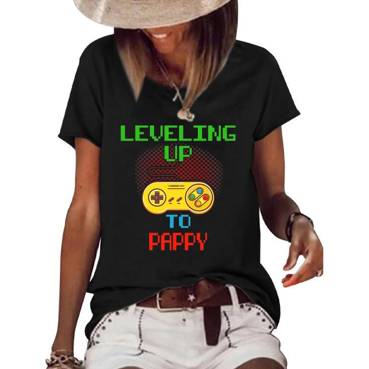 Promoted To Pappy Unlocked Gamer Leveling Up Women's Short Sleeve Loose T-shirt