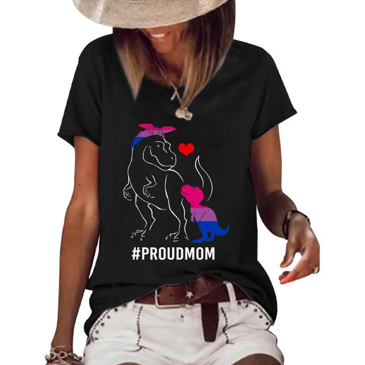 Proud Mom Dinosaurrex Mama Bisexual Pride Women's Short Sleeve Loose T-shirt
