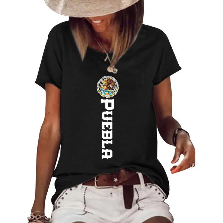 Puebla Mexico Mexican Camisa For Men Women Kids Women's Short Sleeve Loose T-shirt