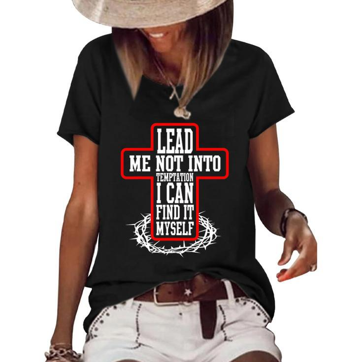 Religious Temptation I Can Find Myself Jesus Women's Short Sleeve Loose T-shirt