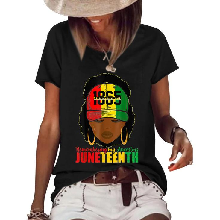 Remembering My Ancestors Junenth Black Women Black Pride  Women's Short Sleeve Loose T-shirt