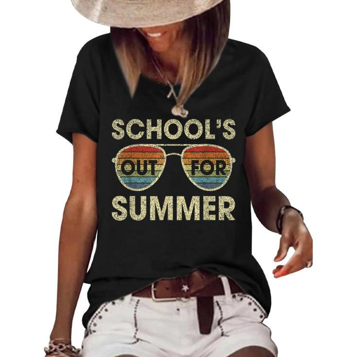 Retro Last Day Of School Schools Out For Summer Teacher Gift  V2 Women's Short Sleeve Loose T-shirt