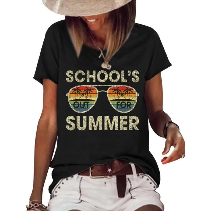 Retro Last Day Of School Schools Out For Summer Teacher Gift  Women's Short Sleeve Loose T-shirt