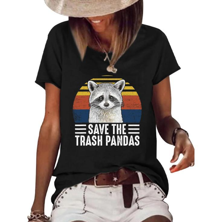 Save The Trash Panda Funny Raccoon Lover Women's Short Sleeve Loose T-shirt